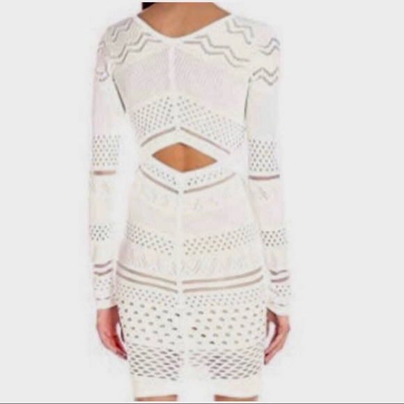 Bailey 44 White Laser-cut Open-back Bodycon Sheath - Picture 3 of 7